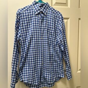 Vineyard Vines Blue and White Plaid Men's Shirt